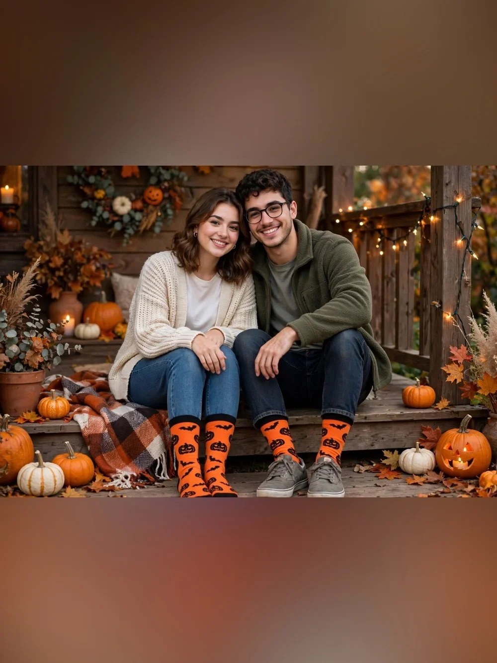 Veachog Halloween Socks - Women & Men Pumpkin and Bat Spooky holiday theme socks